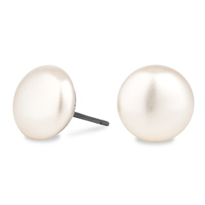 Pearl button stud earring
